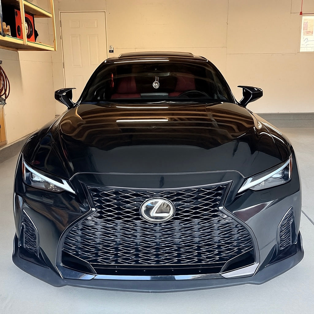 thumbnail image 2 of WheelX V-Style Gloss Black Front Bumper Lip – 2021-2025 Lexus IS350 F-Sport Only – 3-Piece Kit, Hardware Included 2 of 3