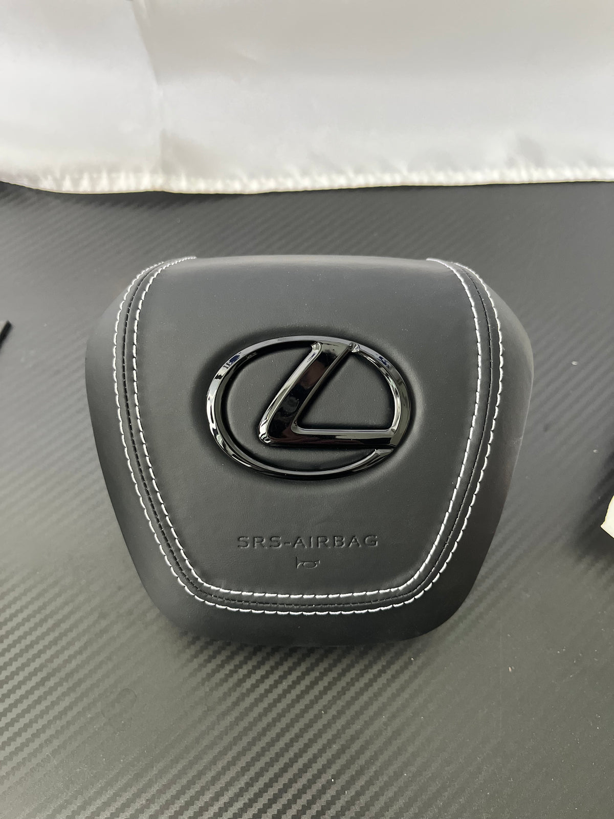 White-stitch Airbag cover of Steering Wheel for Lexus GX