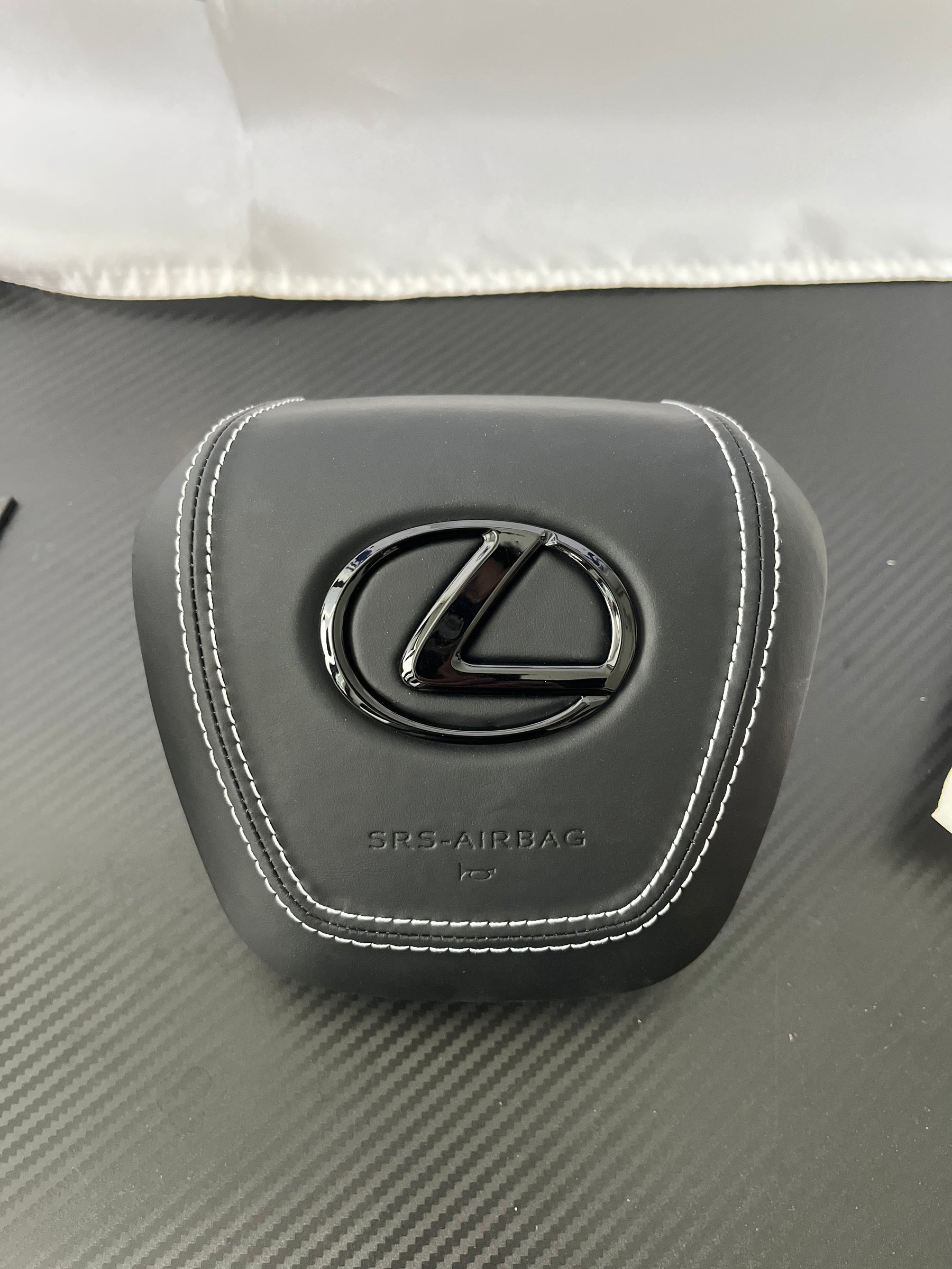 White-stitch Airbag cover of Steering Wheel for Lexus GX
