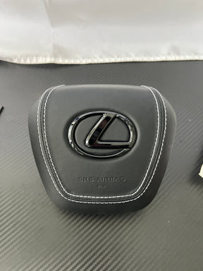 White-stitch Airbag cover of Steering Wheel for Lexus GX