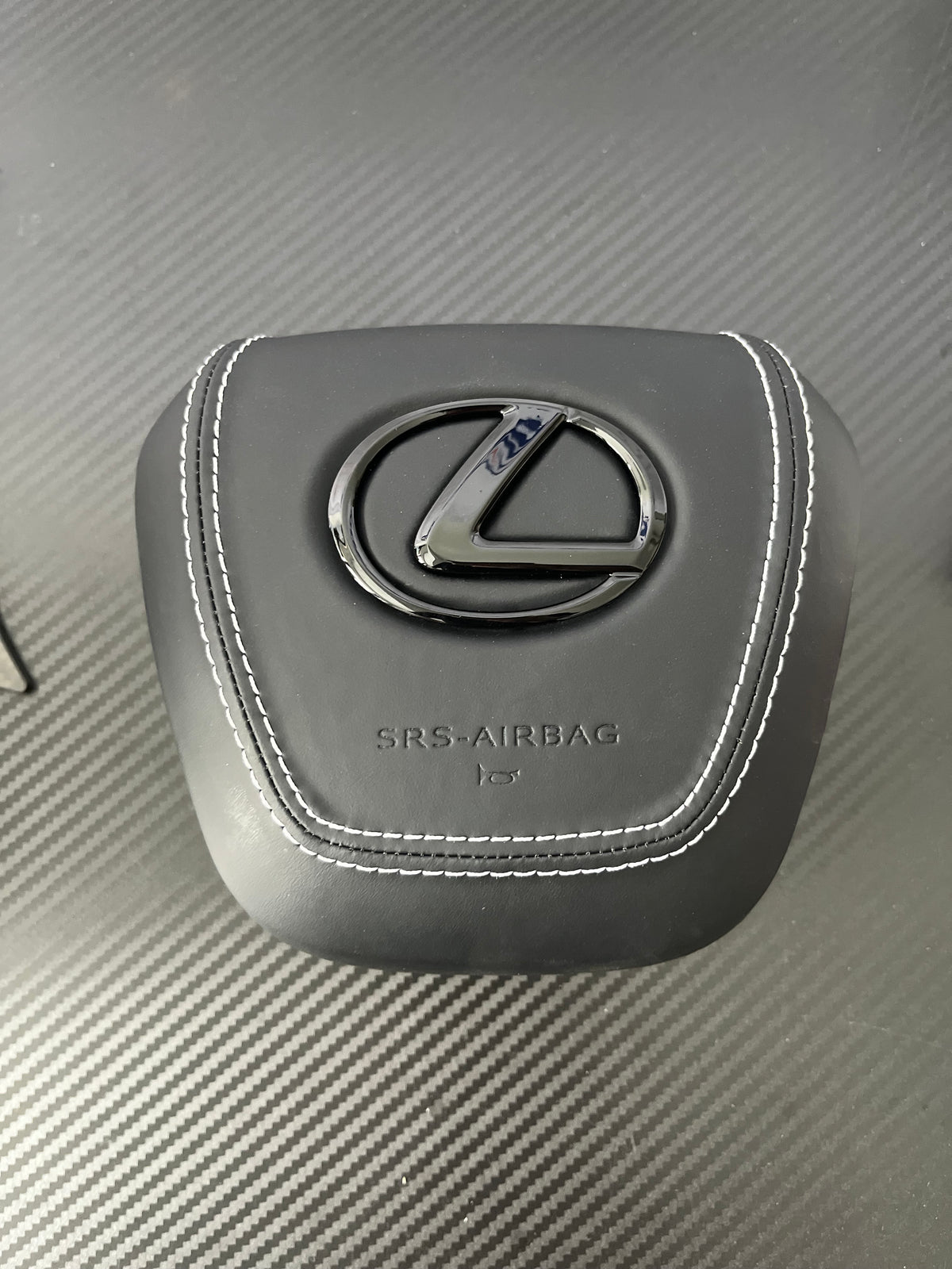 White-stitch Airbag cover of Steering Wheel for Lexus GX