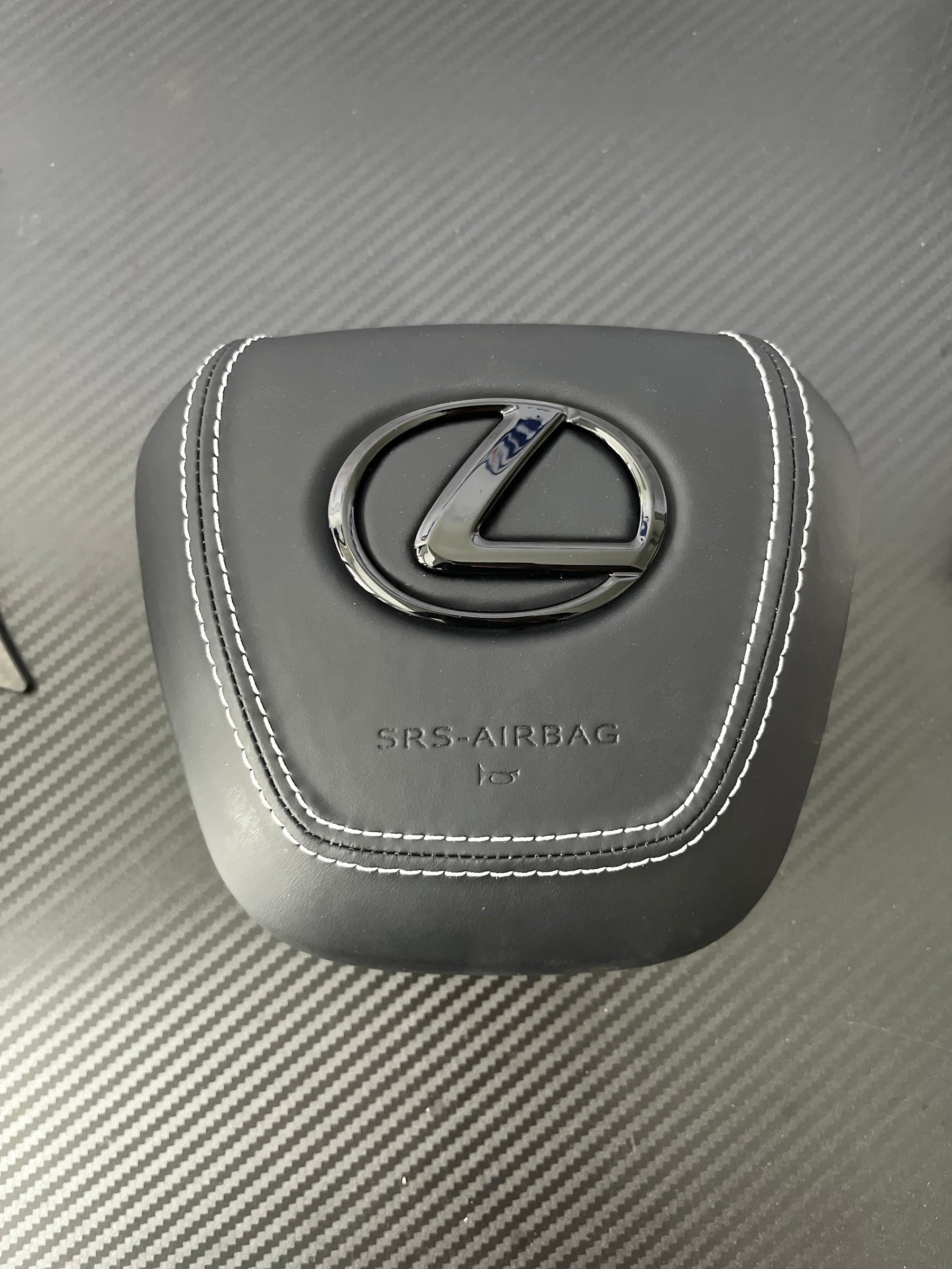 White-stitch Airbag cover of Steering Wheel for Lexus GX