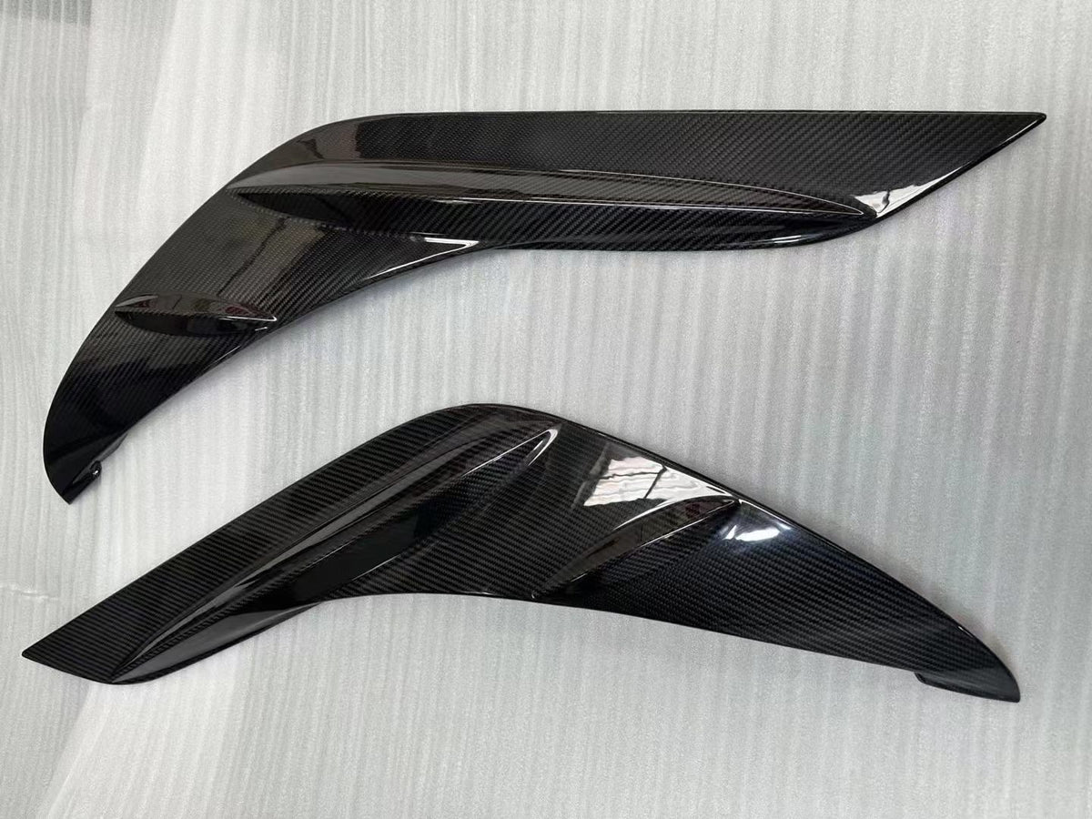 TRD-style carbon fiber door panel trim for Supra A90/A91
