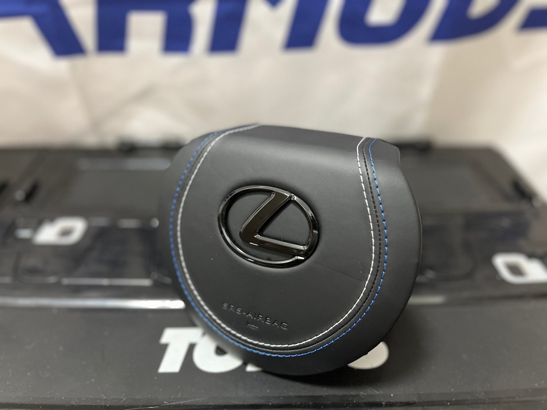 Dual-stitch Airbag cover of Steering Wheel for Lexus