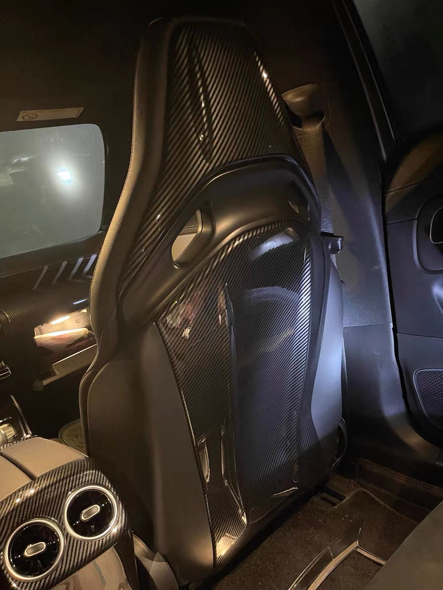 Adhesive-mouted Carbon-Fiber Texture ABS Chair Back Panel for CLA45 AMG