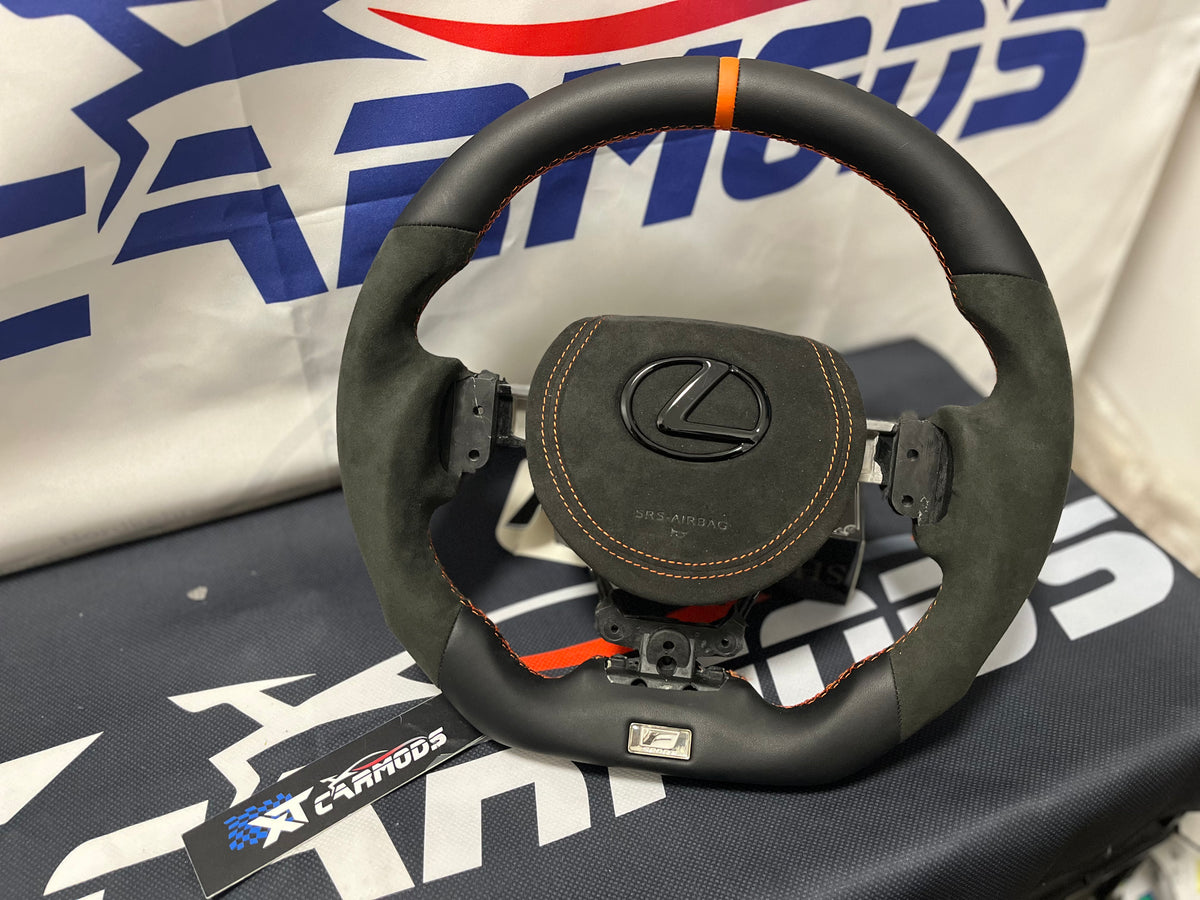 XT-M2 Alcantara-Leather Orange-Accent Steering Wheel for Lexus IS/RC/CT/NX